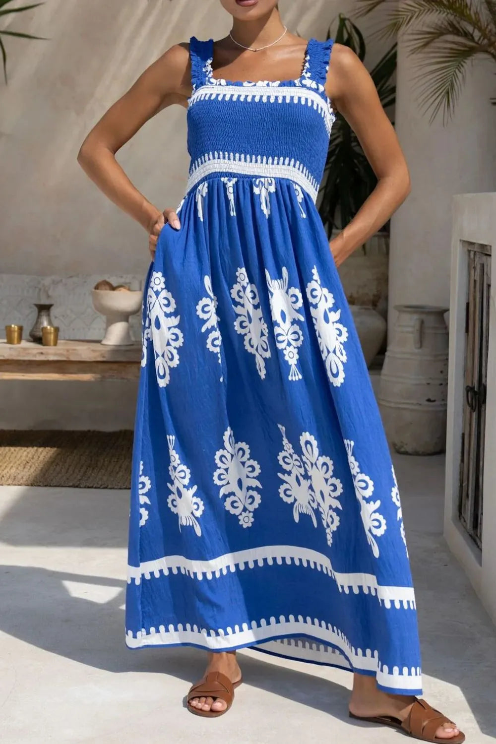 Zelma Effortless Sleeveless Printed Maxi Dress Evening Wear Edit