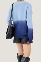 Blue Two-Tone Knit Sweater