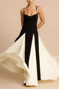 Chic Elegant Slim Colorblock Camisole Formal Dress