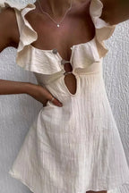 Ruffle Hem Spaghetti Strap Mini Dress