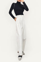 Black Cashmere-Blend Contrast Trim Turtleneck Sweater