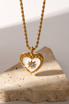 Vintage Stainless Steel Zircon Love Pendant