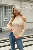 Elegant Cable Mock Neck Sweater