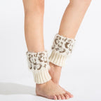 Leopard Print Feather Yarn Boot Cuffs