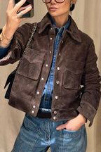 Brown Cropped Casual Jacket