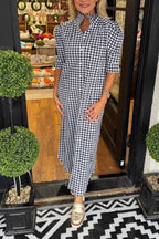 Classic Gingham Puff Sleeve Shirtdress