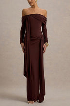 Elegant Solid Strapless Off Shoulder Bodycon Slim Formal Dress