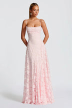Tie Back Jacquard Lace Birthday Dress
