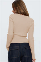 Ribbed V Neck Button Cardigan