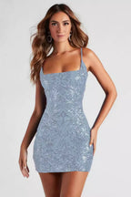 Sequin Cami Sexy Bodycon Slim Mini Sequin Dress