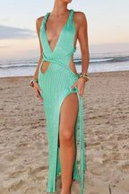 Knit Cut Out Braided Slip Sleeveless Dress