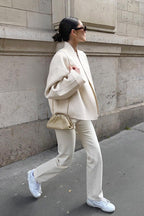 Oversized V-Neck Wool Blend Coat