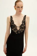 Lace Bandage V-Neck Sleeveless Party Dress