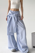 Striped Casual Tie Waist Wide Leg Pants