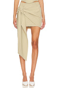Easy Outfit Idea Mid Rise Ruched Drape Tied Detail Mini Skirt