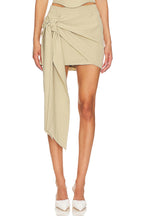 Easy Outfit Idea Mid Rise Ruched Drape Tied Detail Mini Skirt