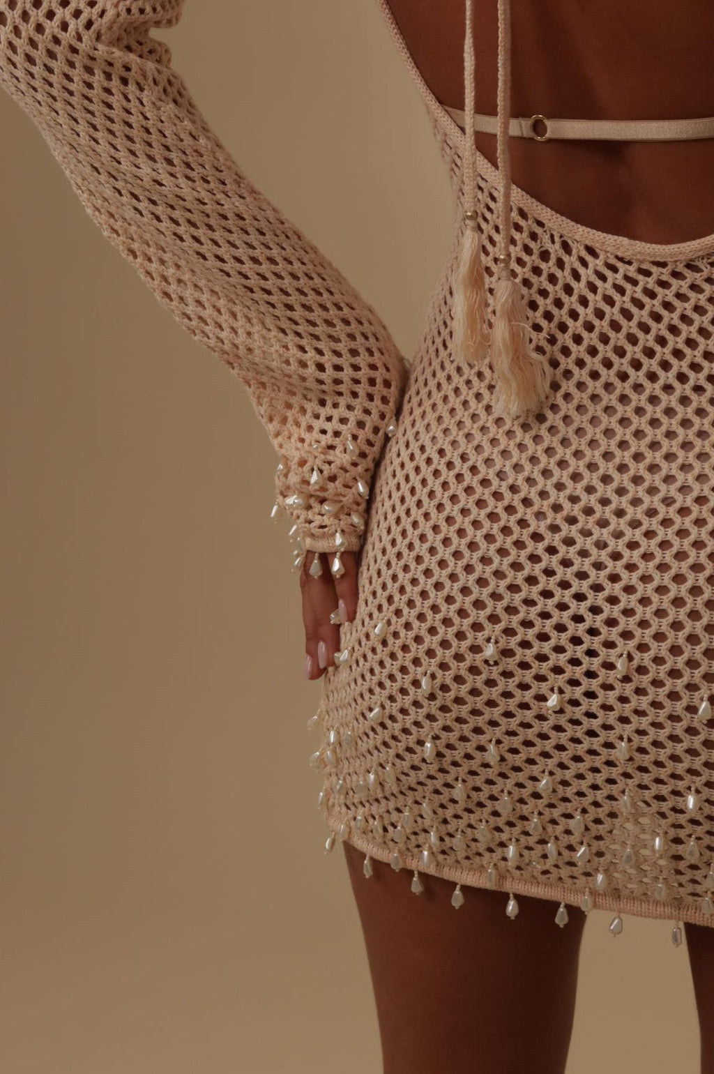 Crew Neck Breathable Long Sleeve Fitted Knit Sweater Dress