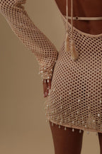 Crew Neck Breathable Long Sleeve Fitted Knit Sweater Dress