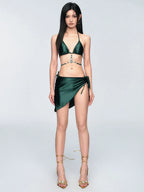Emerald Satin Gem Bikini Set
