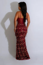Elegant Spaghetti Strap ALine Bodycon Maxi Sequin Dress