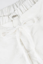 White Drawstring Wide-Leg Cargo Pant