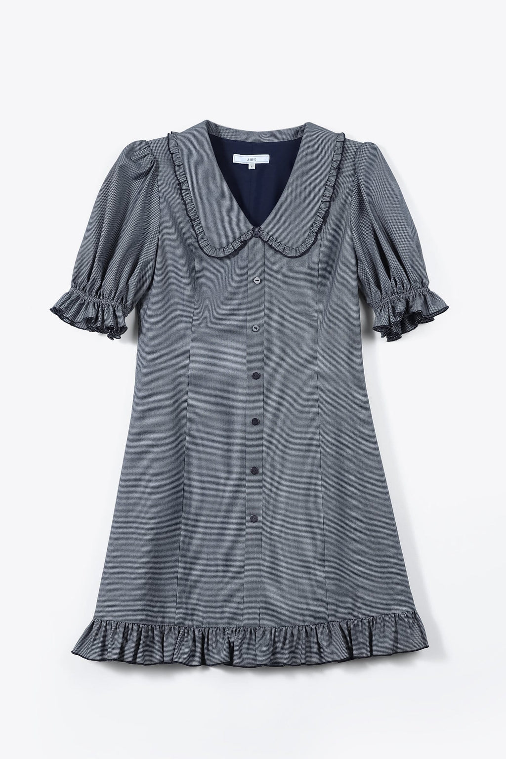 Dark Blue Peter Pan Collar Button Up Mini Dress