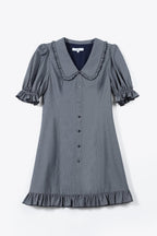 Dark Blue Peter Pan Collar Button Up Mini Dress