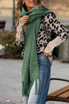 Sweet and Cool Leopard Print Lace Collar Button Sleeve Cardigan