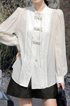 Beige Splice Buckle Shirt