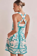 Exquisite Painted Floral Print Camisole Mini Dress