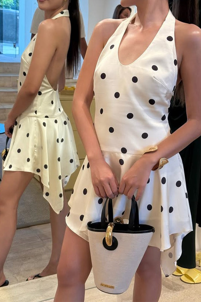 Halter CNeck Backless ALine Mini Dress
