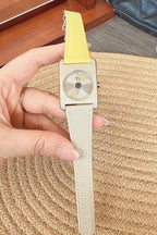 Square Steel Case Dopamine Color Matching Leather Strap Watch