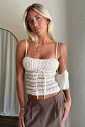 Sexy Bow Ruffle Lace Sheer Cami Top