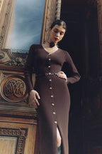 Long Sleeve Button Sweater Dress