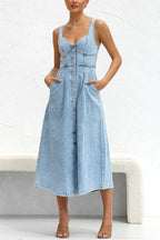 High Waist ALine Denim Dress