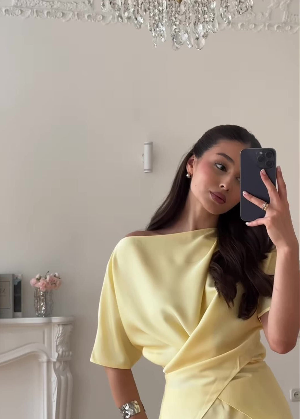 Sierra - Satin Two-Piece Skirt and Blouse Set