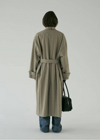 Silhouette Stand Collar Minimalist Commuting Long Trench Overcoat