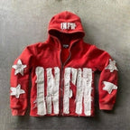 Vintage Patchwork Graphic Print Hoodie