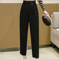 Black High Rise Asymmetrical Waist Trousers