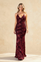 Sequins Wrap Breast Maxi Dress