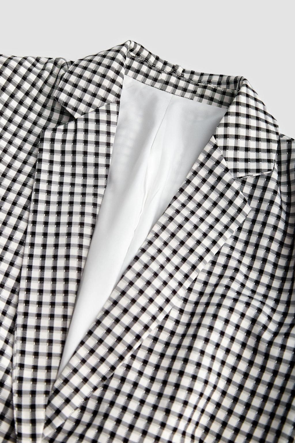 Grey Checked Single-Breasted Blazer