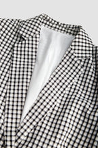 Grey Checked Single-Breasted Blazer