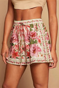 Tropical Print High Waist Vacation Shorts