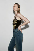 Glitter floral going out cami top