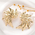 Exaggerated Spiral Gold-plated Leaf Geometric Metal Earrings
