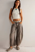 Mid Rise Washed Relaxed Wide Leg Jeans