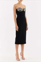 Bandage Rhinestone Strapless Luxury Party Dress