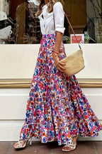 Vacation Floral Maxi Swing Skirt
