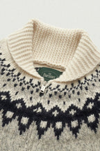 Color Block Turn-Down Collar Loose Sweater
