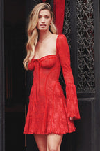 Lace Bell Sleeve Bandeau Sexy Mini Dress